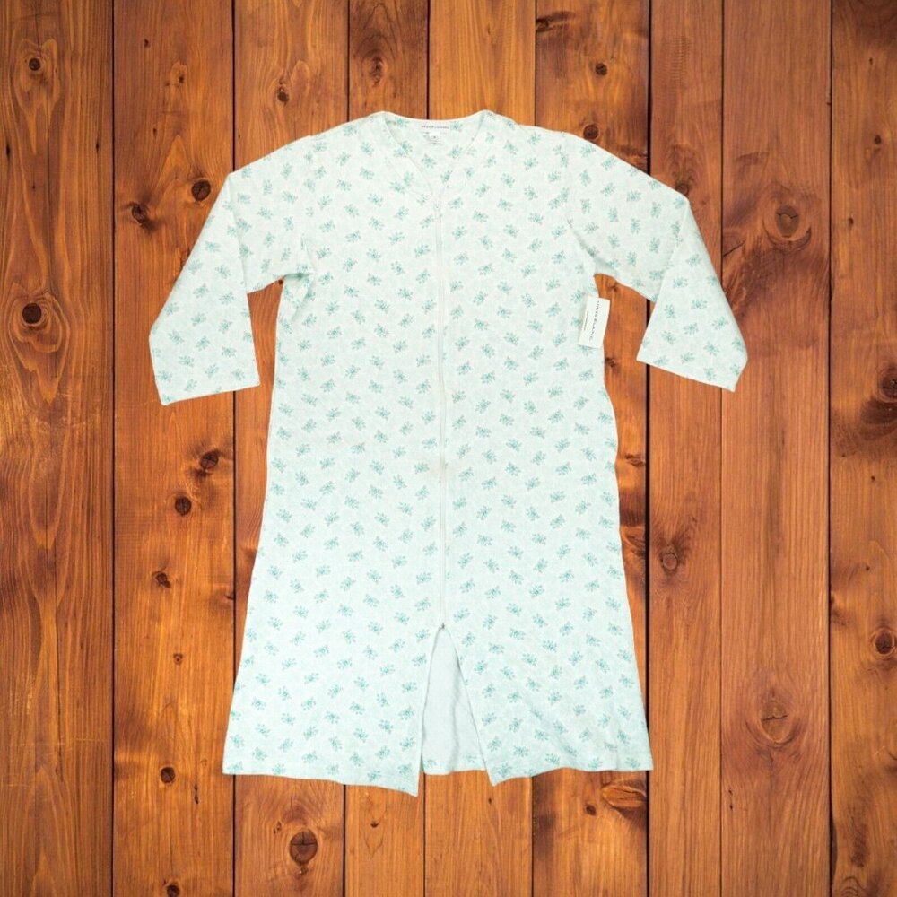 NWT MISS ELAINE Relax Floral Honeycomb‎ Long Zip Robe Size Medium MSRP $86